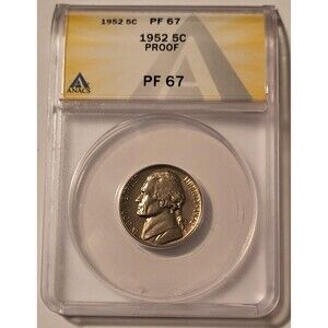 1952 Jefferson Nickel Proof PF67 ANACS Light Patina